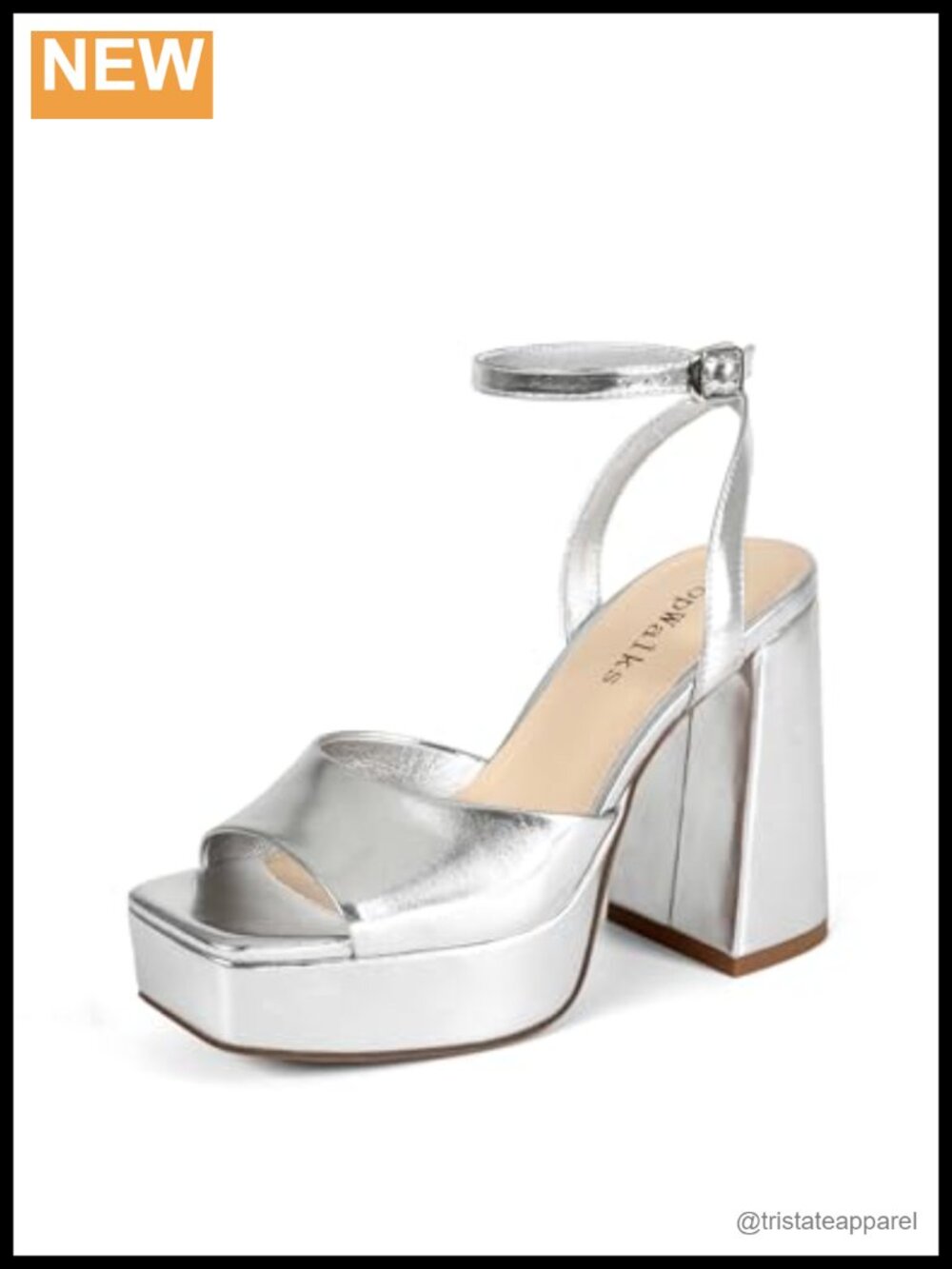 Chunky Platform Heeled Sandals for Women With Ankle Strap and Square Peep Toe